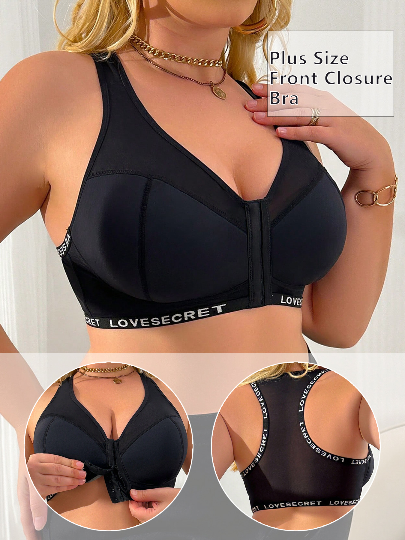 Women Plus Size Lace Bra Front - Wirefree Bra Comfort recension och pris
