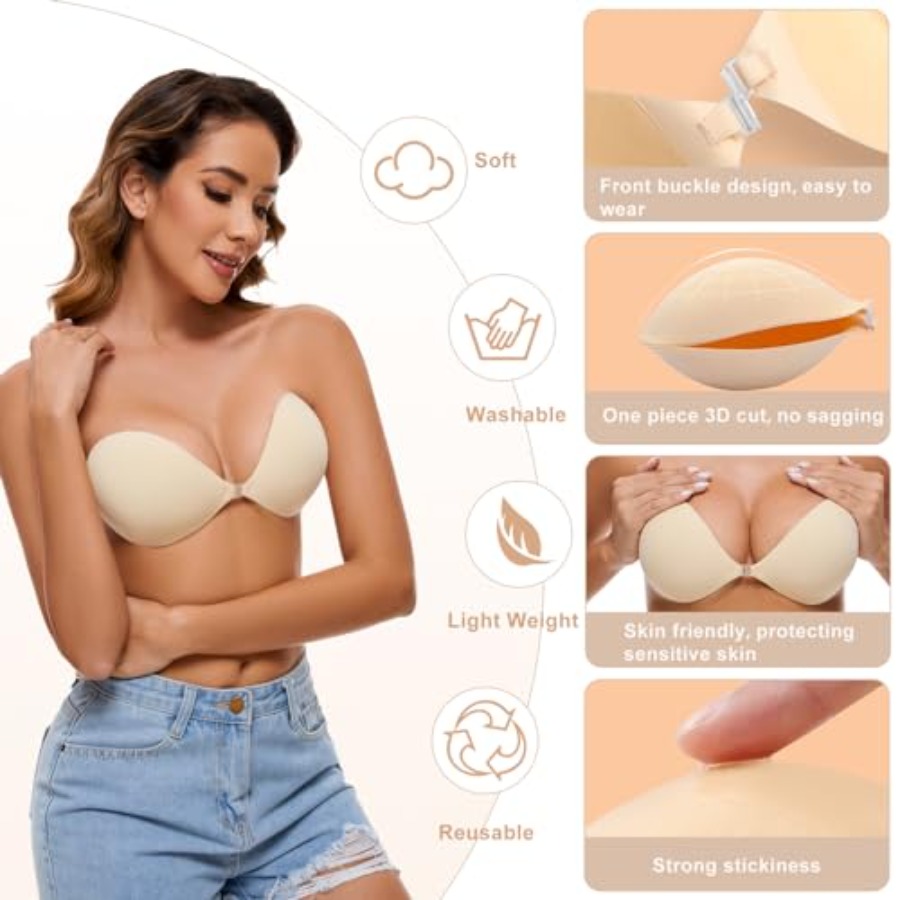 RELIRELIA Women's Sticky Self  - Push Up Bra Silicone recension och pris